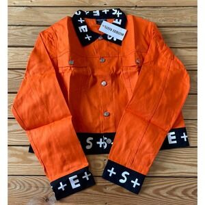 NWT Santo Ermanno Logo Trim Button Up Jacket Size Large Women’s Orange